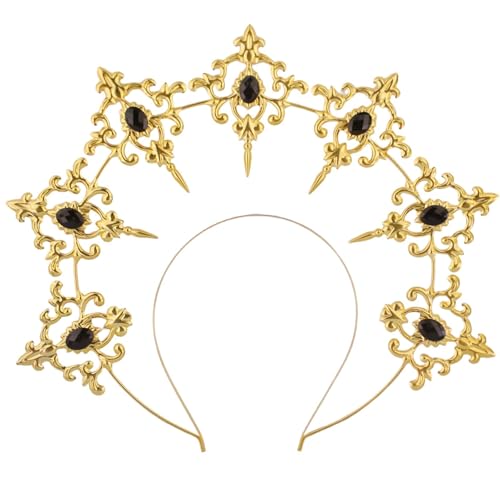 1 x Göttin Draht-Stirnband für Damen, Gothic-Boho-Haarschmuck, barocker Braut-Kopfschmuck mit funkelnden Strasssteinen und Kristallakzenten, viktorianische Haarkrone für Hochzeit, Festival 1 x Göttin Draht-Stirnband für Damen, Gothic-Boho-Haarschmuck, barocker Braut-Kopfschmuck mit funkelnden Strasssteinen und Kristallakzenten, viktorianische Haarkrone für Hochzeit, Festival von GIYAWA