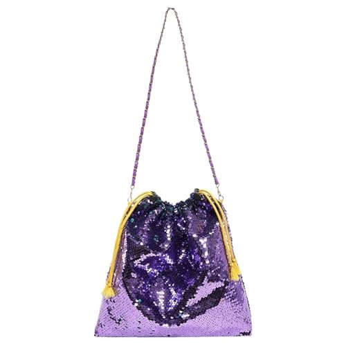 Abendtasche Damen Eimertasche Umhängetasche Damen Party Tragetaschen Damenhandtaschen Mädchen Glitzer Geldbörsen(PURPLE) von GIYXHU