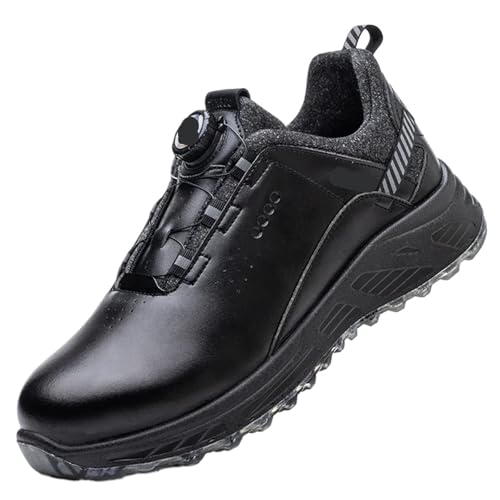 Black Leather Work Safety Shoes for Men Anti Smashing Steel Toe Cap Boots Non-Slip Indestructible Male Footwear(42) von GIYXHU