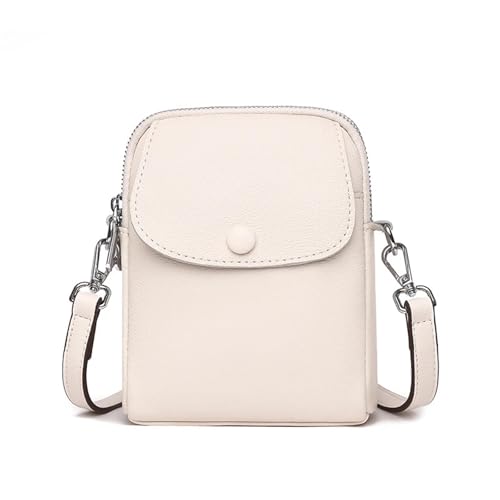 Frauen Solide Echtes Leder Schulter Messenger Taschen Kleine Telefon Tasche(Beige) von GIYXHU