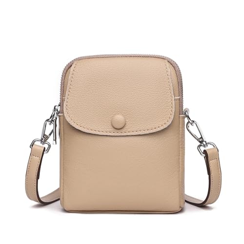 Frauen Solide Echtes Leder Schulter Messenger Taschen Kleine Telefon Tasche(Khaki) von GIYXHU
