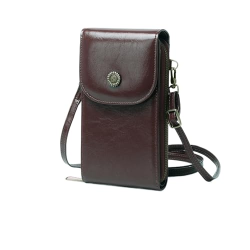 GIYXHU Damen Crossbody Schultertasche PU Leder Handytasche Kartenetui(Coffee) von GIYXHU