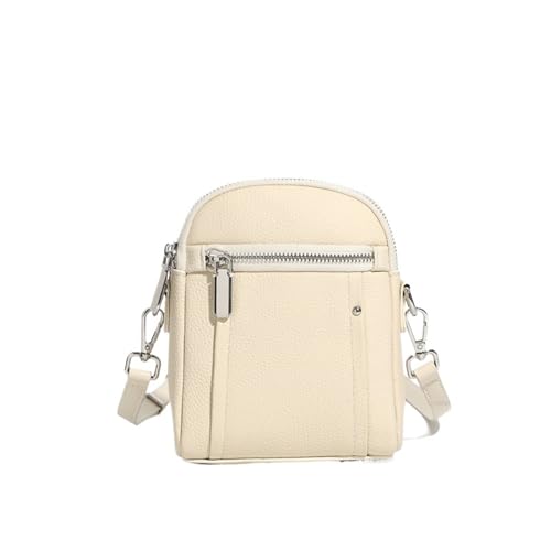 GIYXHU Echtes Leder Kleine Umhängetaschen for Frauen Designer Schulter Geldbörse Reise Telefon Damen Handtaschen(Beige) von GIYXHU