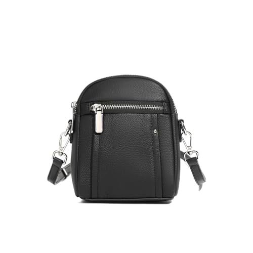 GIYXHU Echtes Leder Kleine Umhängetaschen for Frauen Designer Schulter Geldbörse Reise Telefon Damen Handtaschen(Black) von GIYXHU