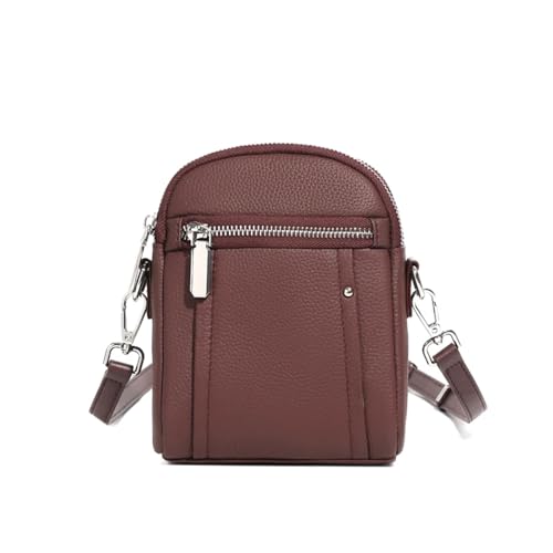 GIYXHU Echtes Leder Kleine Umhängetaschen for Frauen Designer Schulter Geldbörse Reise Telefon Damen Handtaschen(Budgundy) von GIYXHU