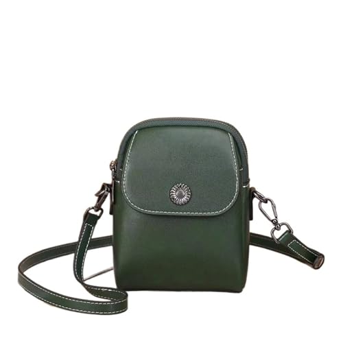GIYXHU Einfache Straße kleine Handytasche Damen Messenger Bag Echtes Leder Shell Lady Casual Vielseitige Geldbörse(Green) von GIYXHU