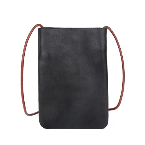 GIYXHU Kleine Umhängetaschen aus Leder for Damen, Handytasche, Schultertasche, Umhängetasche for Mädchen(Black) von GIYXHU