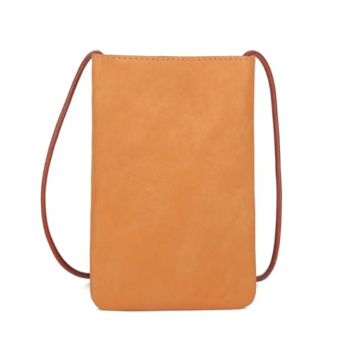 GIYXHU Kleine Umhängetaschen aus Leder for Damen, Handytasche, Schultertasche, Umhängetasche for Mädchen(Yellow) von GIYXHU