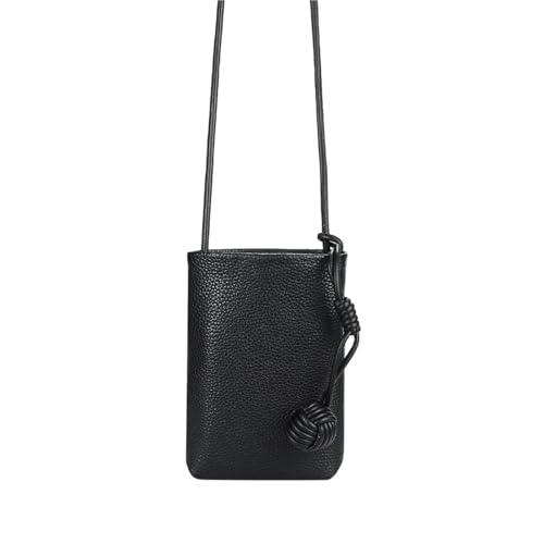 GIYXHU Leder Mini Crossbody Schultertasche Vielseitige kleine Handytasche(Black) von GIYXHU