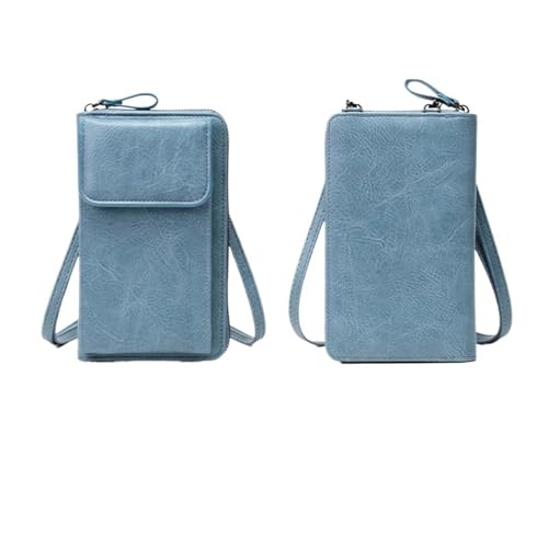 GIYXHU Multifunktionale Umhängetasche aus Pu-Leder im Retro-Stil, einfarbig, Handytasche, lässige for Damen(Blue) von GIYXHU