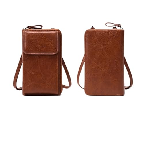 GIYXHU Multifunktionale Umhängetasche aus Pu-Leder im Retro-Stil, einfarbig, Handytasche, lässige for Damen(Brown) von GIYXHU