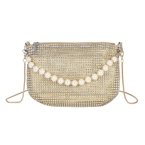 GIYXHU Perle Tasche Perlengrifftaschen Handtaschen for Frauen Elegante Schultertaschen Vintage Perlenhandtasche for Party(Gold) von GIYXHU