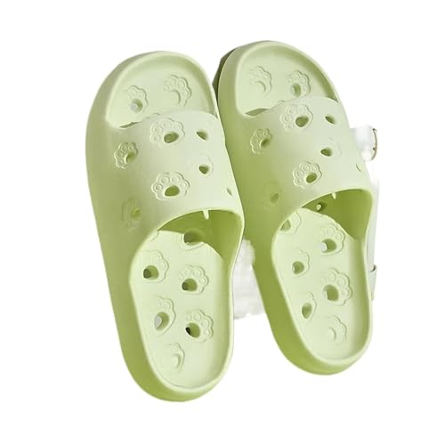 GIYXHU Schlappen Damen Sommer Badezimmer Hausschuhe Frauen Loch Schnell Trocknend Anti Slip Dusche Slides Frau Sommer Licht Weiche EVA Hause Hausschuhe(Green,36-37) von GIYXHU