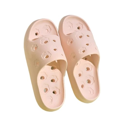 GIYXHU Schlappen Damen Sommer Badezimmer Hausschuhe Frauen Loch Schnell Trocknend Anti Slip Dusche Slides Frau Sommer Licht Weiche EVA Hause Hausschuhe(Pink,40-41) von GIYXHU