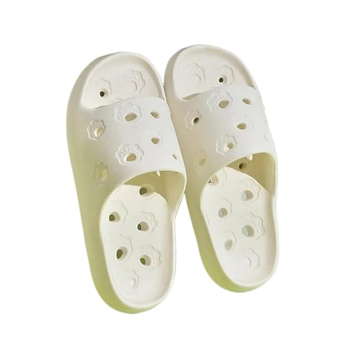GIYXHU Schlappen Damen Sommer Badezimmer Hausschuhe Frauen Loch Schnell Trocknend Anti Slip Dusche Slides Frau Sommer Licht Weiche EVA Hause Hausschuhe(White,40-41) von GIYXHU