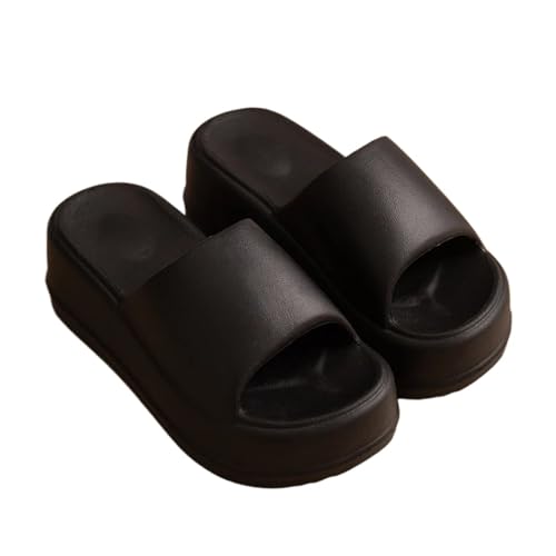 GIYXHU Schlappen Damen Sommer Damen Hausschuhe EVA Dicke Sohle Casual Home Hausschuhe Casual Urlaub Strandschuhe Weiche Sohle Sommer Sandalen(Black,40-41) von GIYXHU