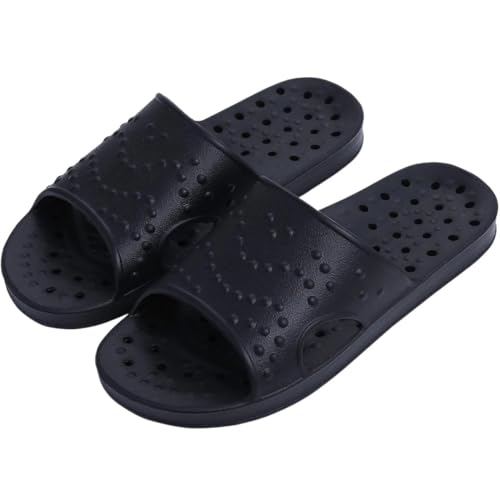 GIYXHU Schlappen Damen Sommer Damen Sommer Hausschuhe Damen Duschschuhe Schnelltrocknende Pool Slides Leichte Strandsandalen Hausschuhe(Black,41-42) von GIYXHU