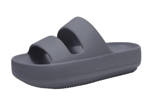 GIYXHU Schlappen Damen Sommer Damen Sommer Hausschuhe Home Dusche Slides Leichte Strand Sandale Sommer Hausschuhe for Frauen(Gray,41) von GIYXHU