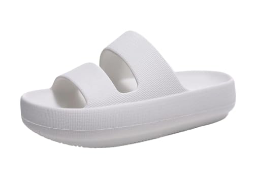 GIYXHU Schlappen Damen Sommer Damen Sommer Hausschuhe Home Dusche Slides Leichte Strand Sandale Sommer Hausschuhe for Frauen(White,40) von GIYXHU