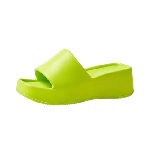 GIYXHU Schlappen Damen Sommer EVA Damen Sommer Hausschuhe Damen 6CM Dicke Unterseite Home Casual Wear Ein Wort Hausschuhe(Green,40-41) von GIYXHU