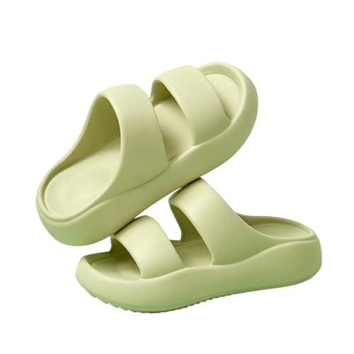 GIYXHU Schlappen Damen Sommer Hausschuhe for Damen, dicke Sohle, bequeme, weiche Sandalen, for den Sommer, rutschfeste Strand-Hausschuhe(Green,38-39) von GIYXHU
