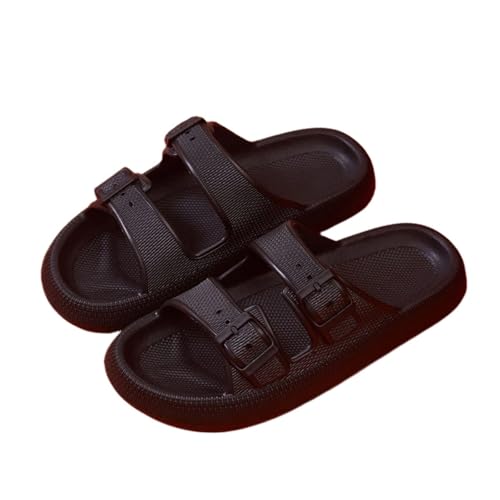 GIYXHU Schlappen Damen Sommer Schnalle Hausschuhe Frauen Hause Weiche Sohle Slides Sandalen Frau Sommer Nicht Slip Strand Hausschuhe(Black,42-43) von GIYXHU