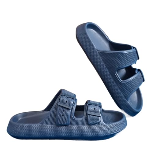 GIYXHU Schlappen Damen Sommer Schnalle Hausschuhe Frauen Hause Weiche Sohle Slides Sandalen Frau Sommer Nicht Slip Strand Hausschuhe(Deep blue,38-39) von GIYXHU