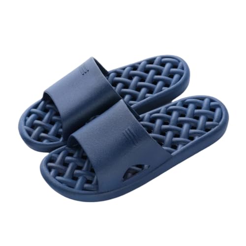 GIYXHU Schlappen Damen Sommer Sommer Damen Hausschuhe mit weicher Sohle, Hausschuhe for Zuhause, Badezimmer, Sandalen, einfarbige Unterseite, hohl, atmungsaktiv, rutschfest(Blue,44-45) von GIYXHU