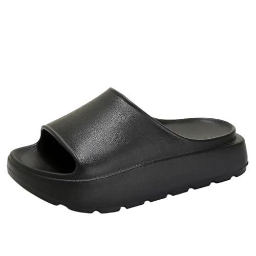 GIYXHU Schlappen Damen Sommer Sommer Strand Dicke Sohle Hausschuhe Frauen Indoor Hause Rutschen Frau Leichte Nicht-Slip Badezimmer Hausschuhe(Black,36-37) von GIYXHU