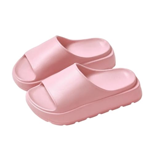 GIYXHU Schlappen Damen Sommer Sommer Strand Dicke Sohle Hausschuhe Frauen Indoor Hause Rutschen Frau Leichte Nicht-Slip Badezimmer Hausschuhe(Pink,40-41) von GIYXHU