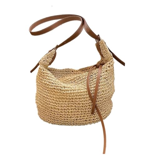 GIYXHU Strohtasche Sommer Stroh Umhängetasche for Frauen Strand gewebt Schulter Handtasche Urlaub Stroh Taschen for Reise(Beige) von GIYXHU