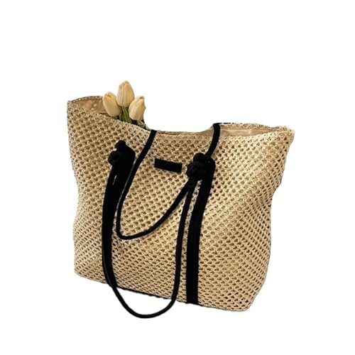 GIYXHU Strohtasche Sommer gewebte Strohtasche lässige Strandtasche for Frauen große Kapazität Urlaub Schultertaschen(Beige) von GIYXHU