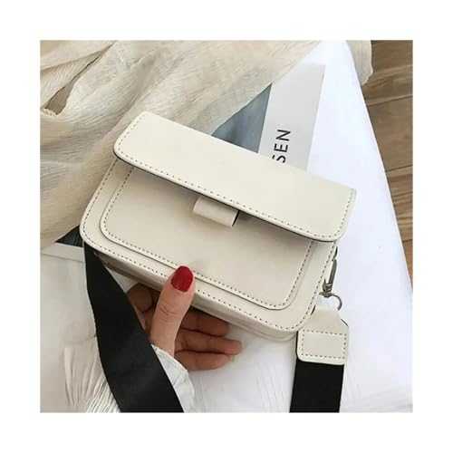 GIYXHU Umhängetasche PU-Ledertaschen for Damen Reisegriff Handtasche Schulter Messenger Bag Kleine Klapptasche(WHITE) von GIYXHU