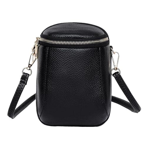 GIYXHU Weiche, echte Lederhandy-Mini-Umhängetasche mit Crossbody-Textur for Damen(Black) von GIYXHU