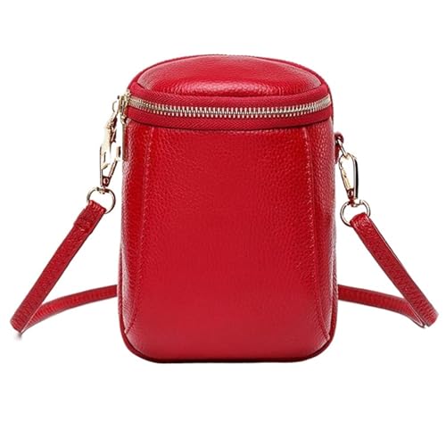 GIYXHU Weiche, echte Lederhandy-Mini-Umhängetasche mit Crossbody-Textur for Damen(Red) von GIYXHU