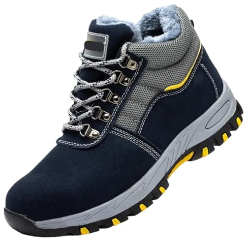 Men Steel Toe Cap Safety Boots Work Shoes Puncture-Proof Plush Warm(45) von GIYXHU