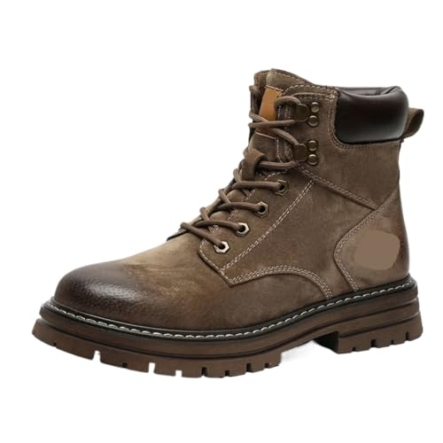 Men's Desert Boots High Top Work for Men Casual Shoes Lace-up Motorcycle Cowboy Ankle(Dark Brown,38) von GIYXHU