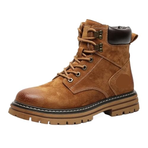 Men's Desert Boots High Top Work for Men Casual Shoes Lace-up Motorcycle Cowboy Ankle(Khaki,44) von GIYXHU