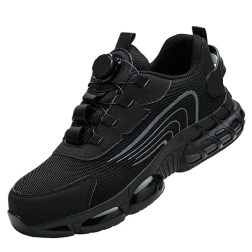 Rotating Button Men Safety Shoes Protective Sneakers Protect Steel Toe Cap Anti-Smash Work Indestructible Boots(45) von GIYXHU