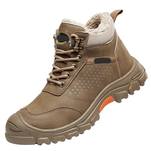 Safety Shoes Men's Plush Thickened Warm Wear-Resistant Protect Boot Steel Toe Cap Anti Impact Puncture Work(45) von GIYXHU