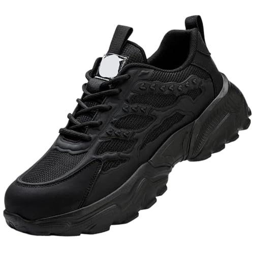 Safety Shoes Sneakers Men Steel Toe Cap Work Boots Anti-Smash Anti-Puncture Lightweight Protective Footwear(Black,38) von GIYXHU