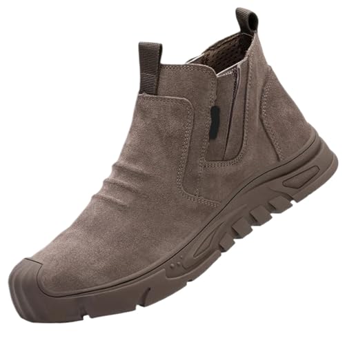 Steel Toe Cap Working Boots Anti-Puncture Work Shoe for ManIndestructible Shoes Outdoor Safety for Men(Brown,38) von GIYXHU