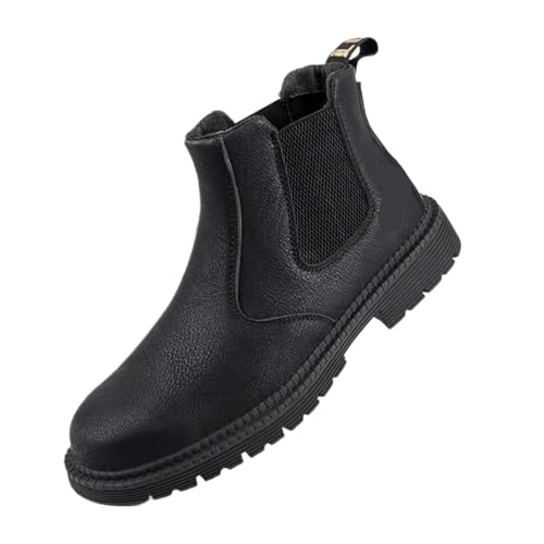Water Proof Safety Work Shoes for Men Steel Head Leather Boots Male Footwear Indestructible Construction(Black,43) von GIYXHU