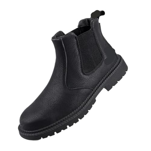 Water Proof Safety Work Shoes for Men Steel Head Leather Boots Male Footwear Indestructible Construction(Black,44) von GIYXHU