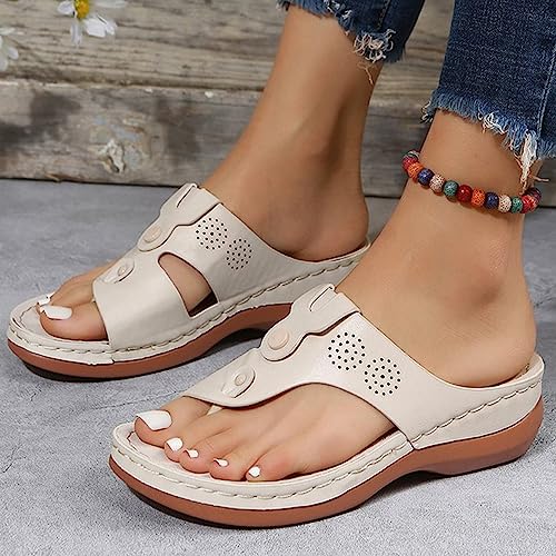 GImLy Damen Orthopädische Sandalen Sommer Zehentrenner Beach Flip Flops Mit Fußgewölbestütze Freizeit Open Toe Strand Latschen Bequem Und Atmungsaktiv Frauen Schuhe,002,40EU von Gimly