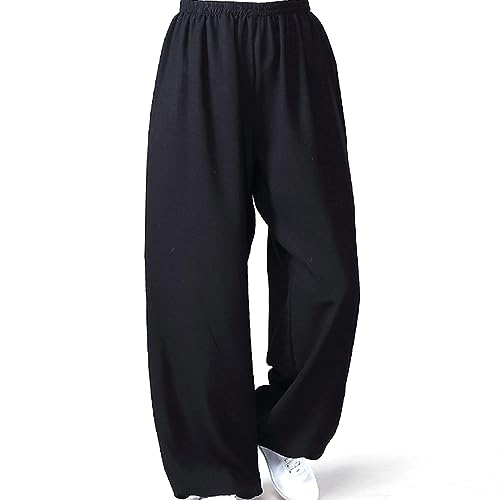 GImLy Taiji Hose Unisex Kampfkunst Kung Fu Qigong Shaolin Weite Beine Knickerbocker Aus Baumwolle Und Leinen Kampfsport Training Hose Daily Wear for Yoga and Pilates,010,XL von Gimly