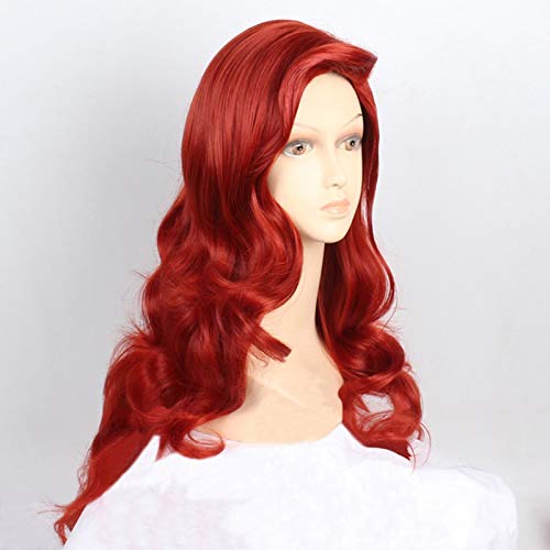 28"72cm langes gewelltes kupferrotes Jessica-Kaninchenhaar mit Big Swap Bangs Hitzebeständige Cosplay-Kostümperücke + Perückenkappe von GJBXP