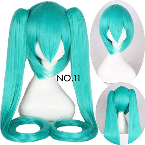 28 Farben Vocaloid Hatsune Miku Perücke Black Rock Shooter Senbon Zakura Cosplay Perücke Langes synthetisches Haar Chip Pferdeschwanz + Perücke Cap Vocaloid Nummer 11 von GJBXP