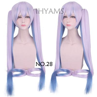 28 Farben Vocaloid Hatsune Miku Perücke Black Rock Shooter Senbon Zakura Cosplay Perücke Langes synthetisches Haar Chip Pferdeschwanz + Perücke Cap Vocaloid Nummer 28 von GJBXP