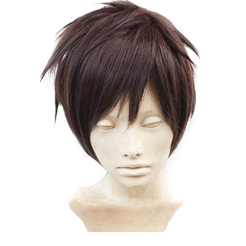 Angriff auf Titan Eren Jaeger Perücke Dunkele Herren Kurzschicht-Hochtemperatur-Faser-Synthetik-Cosplay-Perücken + Perückenkappe Angriff auf Titan Eren Jaeger Perücke Dunkele Herren Kurzschicht-Hochtemperatur-Faser-Synthetik-Cosplay-Perücken + Perückenkappe von GJBXP